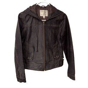 Leather Jacket by Old Navy Brown Distressed Size Small